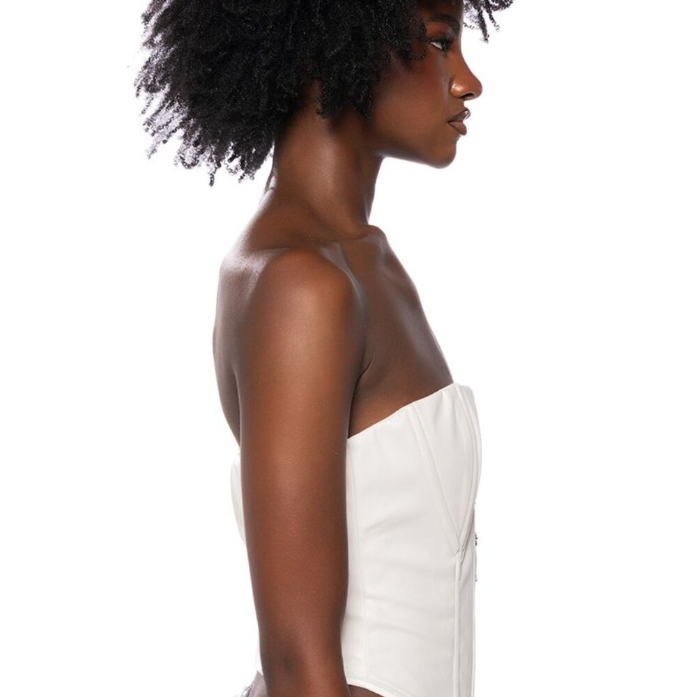 Callie Lives Miz Goth Life: Structured Black Faux Hook & Eye Corset Top Medium - Picture 4 of 7